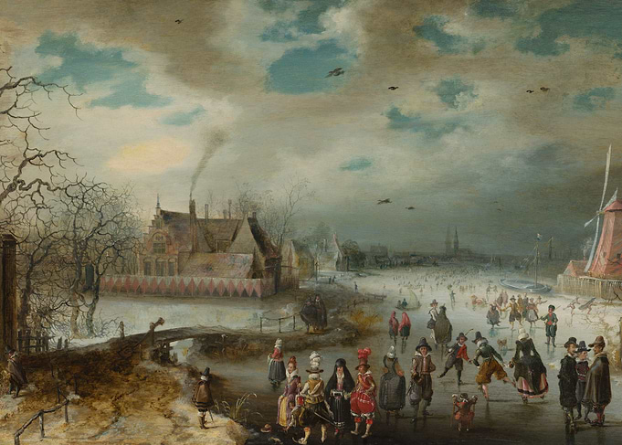 Winter Landscape with Ice Skaters Painting