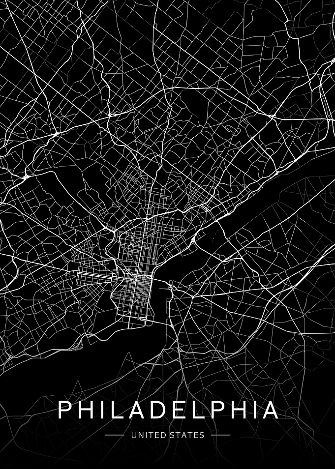Philadelphia City Map - Black and White