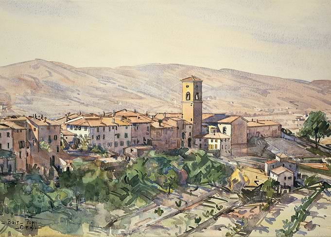 Italian Village Watercolor Painting