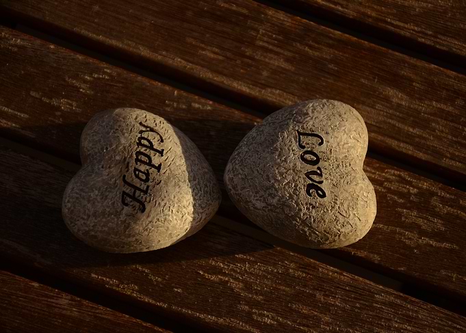 Happy and Love Heart Stones