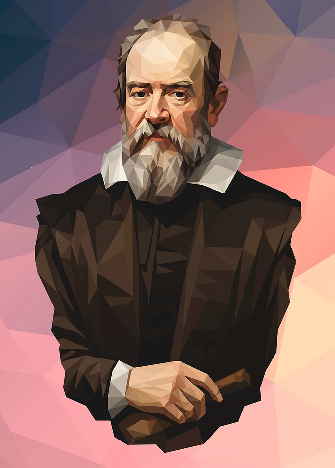 Portrait of Galileo Galilei Low Poly
