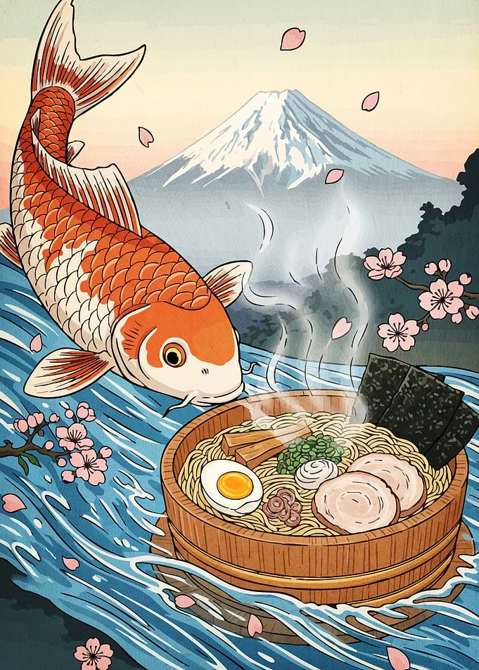 Koi Fish and Ramen Bowl