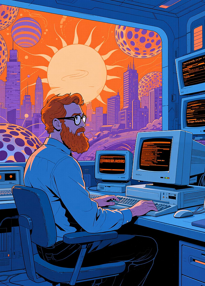 Retro futuristic programmer