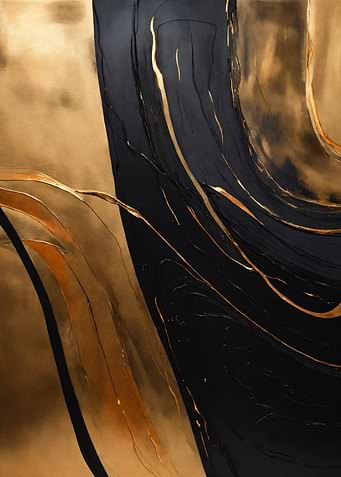 Abstract Gold and Black Swirls
