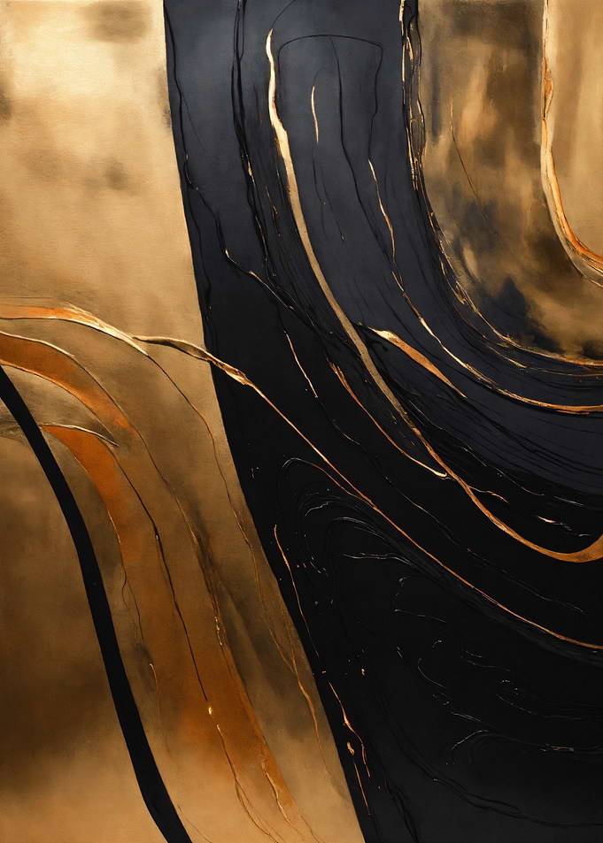 Abstract Gold and Black Swirls