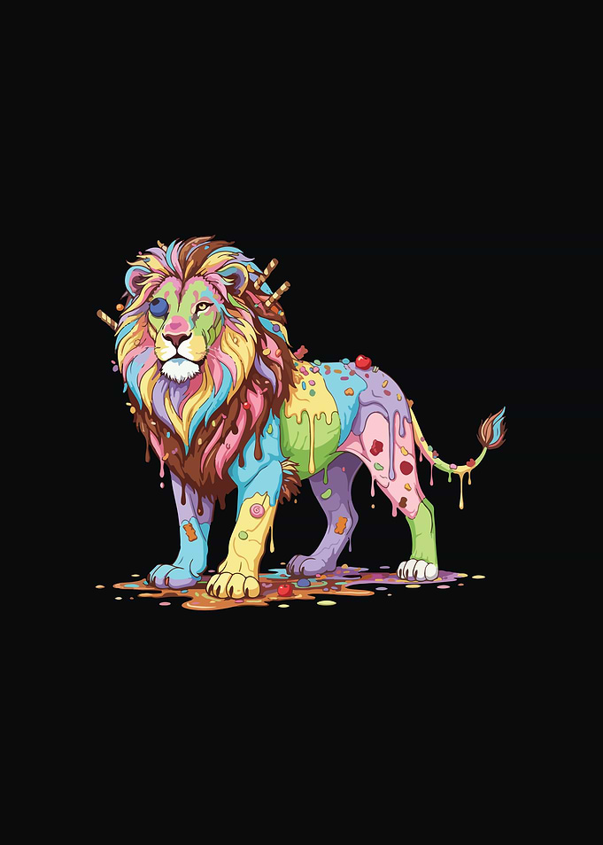 Ice Cream Lion Dessert Dripping