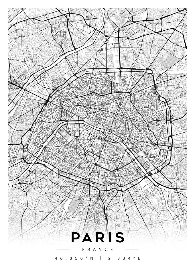 Paris City Map Art Minimalist