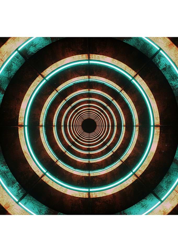 Abstract Circular Tunnel with Neon Lights