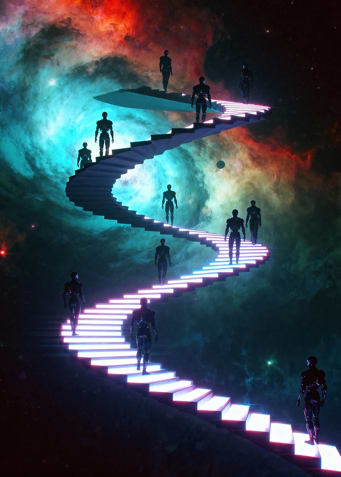 Robots on a Stairway to Space
