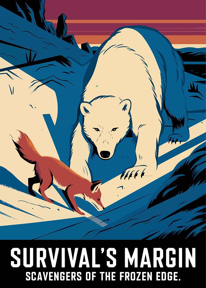 Survival's Margin: Bear and Fox Illustration