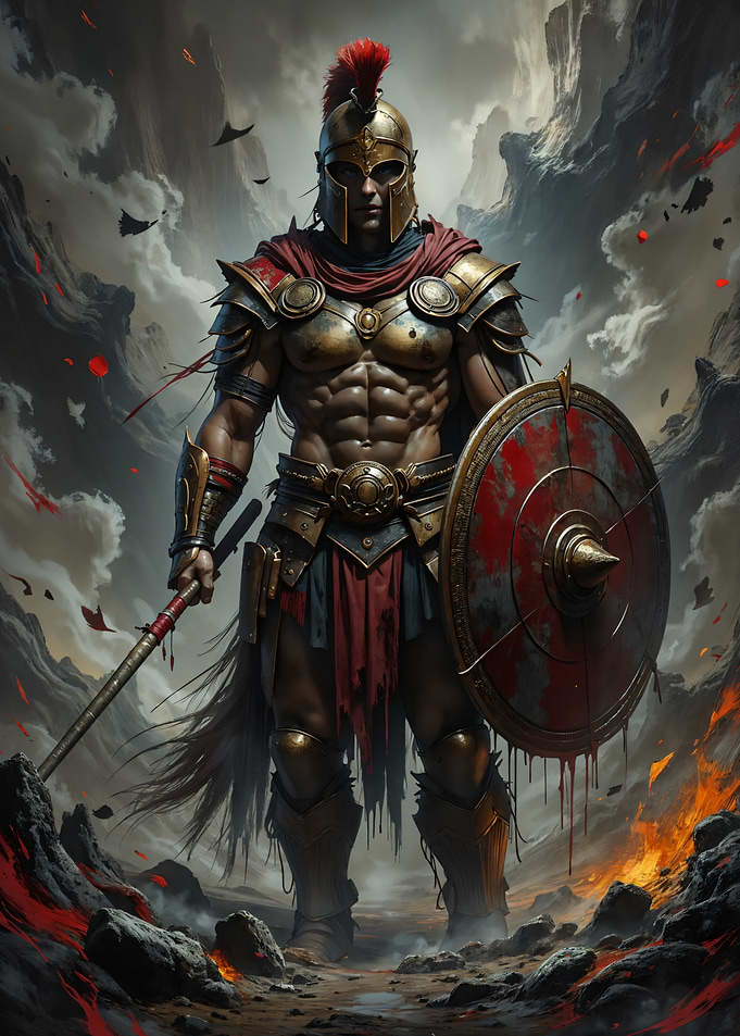 Spartan Warrior in Battle Stance