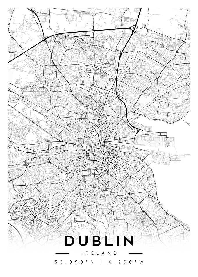 Dublin, Ireland City Map Art