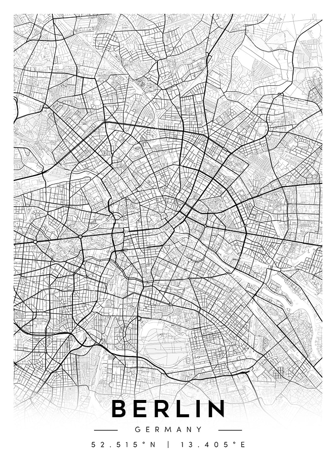 Berlin, Germany City Map Art Minimalist