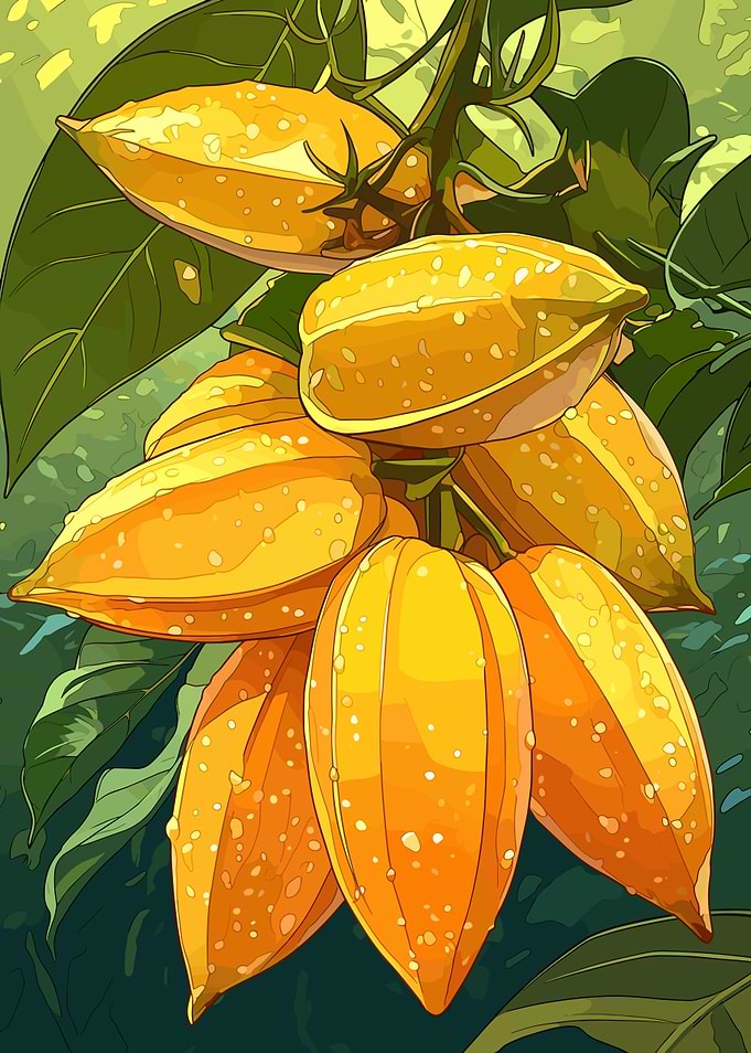 Yellow Star Fruit Illustration
