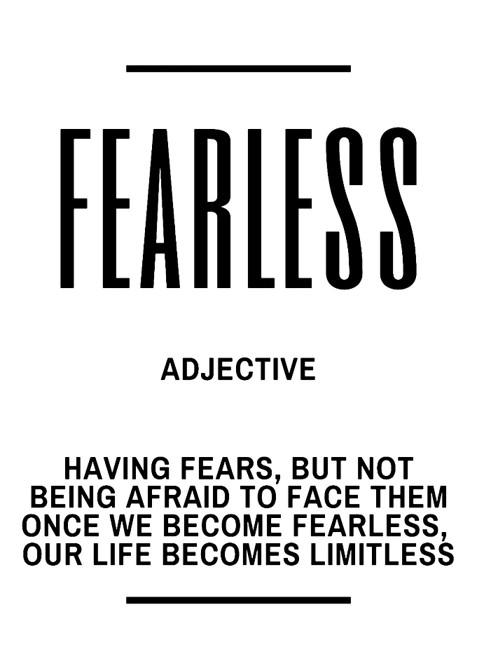 Fearless Adjective Definition Black and White
