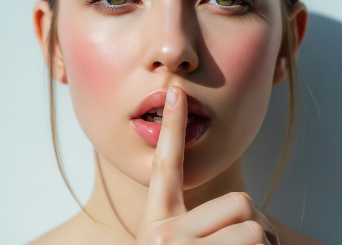 Woman with finger on lips