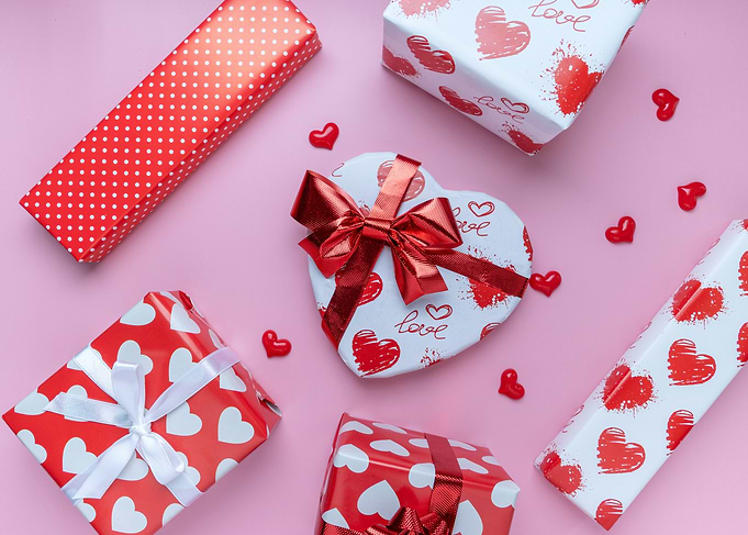Valentine's Day Gifts on Pink Background