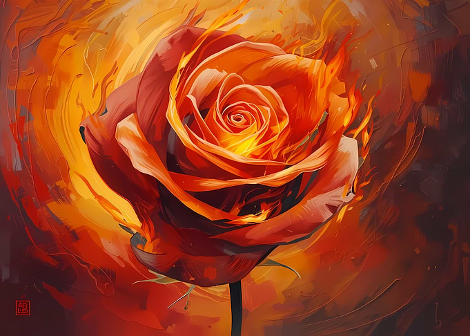 Fiery Rose Painting