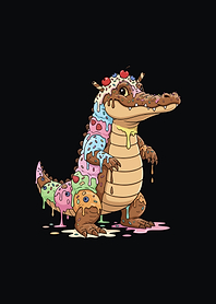 Ice Cream Alligator Cartoon