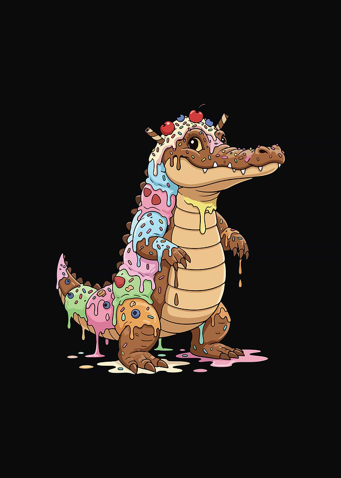 Ice Cream Alligator Cartoon