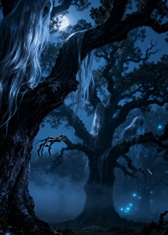Eerie Forest at Night