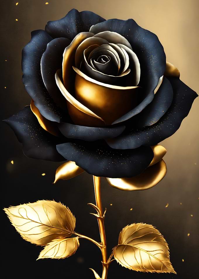 Elegant Black and Gold Rose