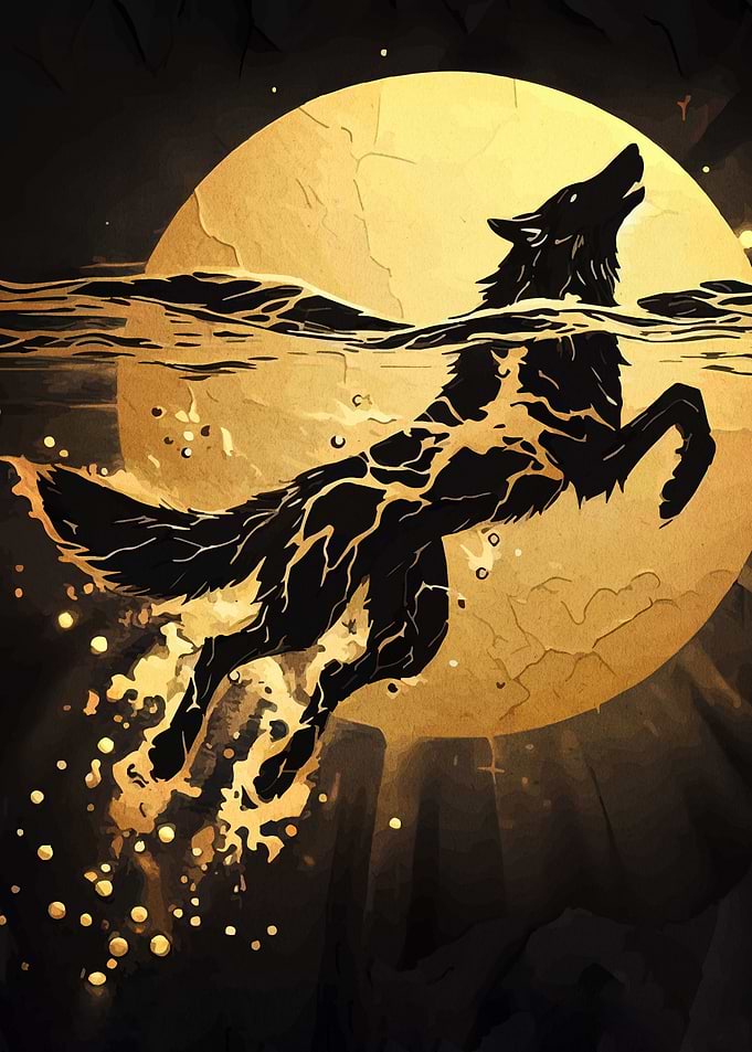 Wolf Howling at the Moon