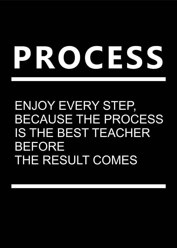 Process Inspirational Quote Black and White