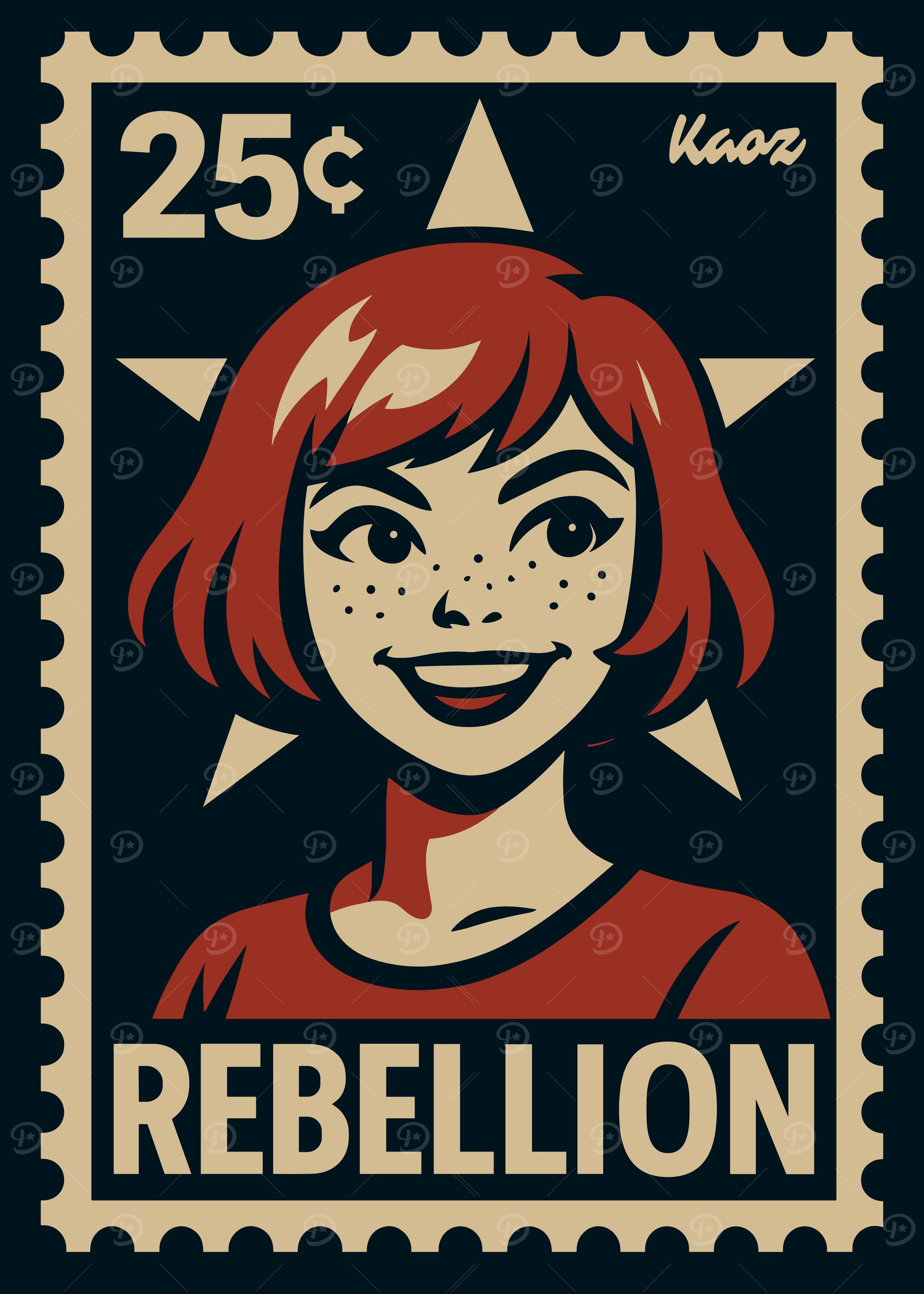Rebellion Stamp with Girl and Star