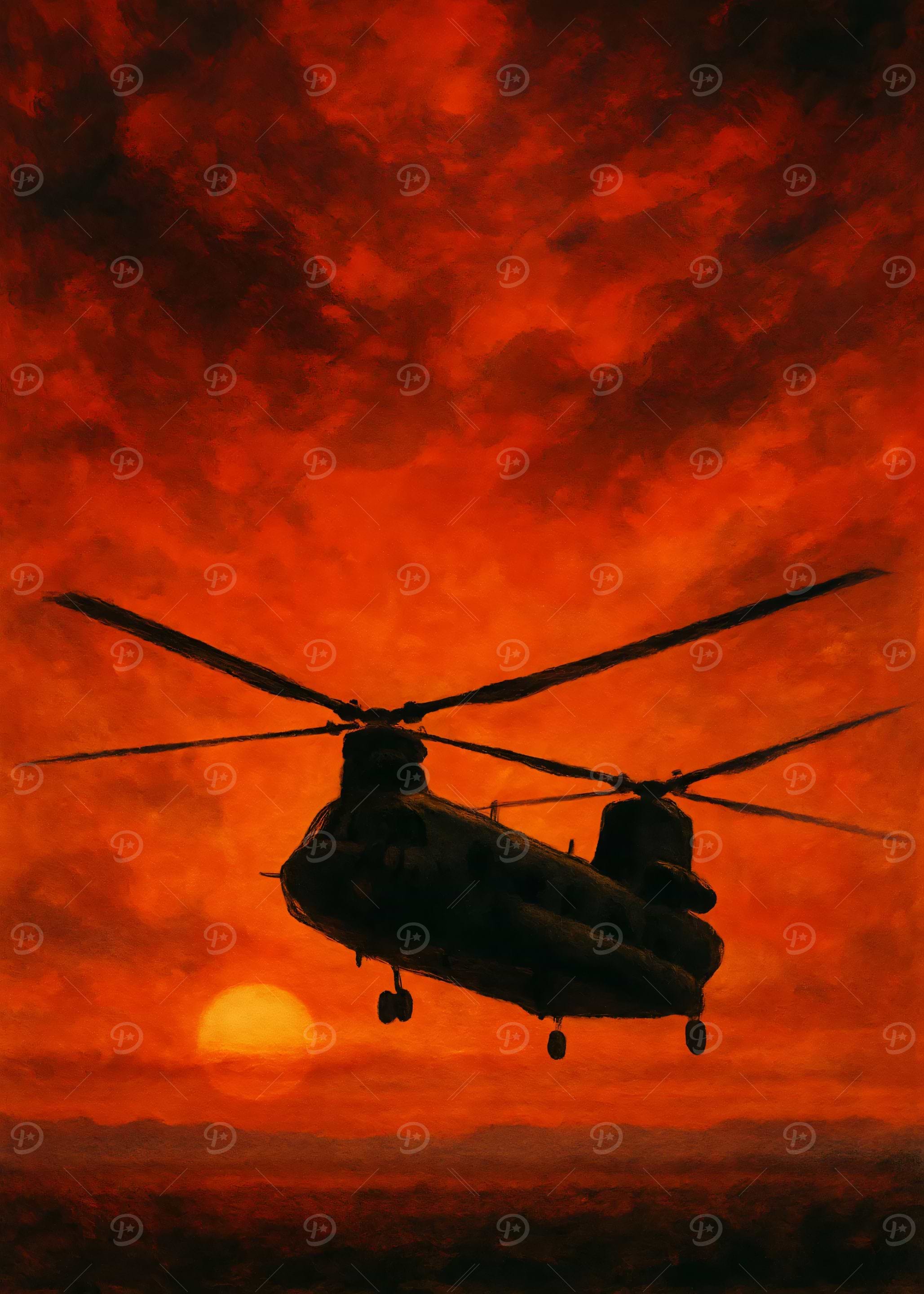 Helicopter at Sunset