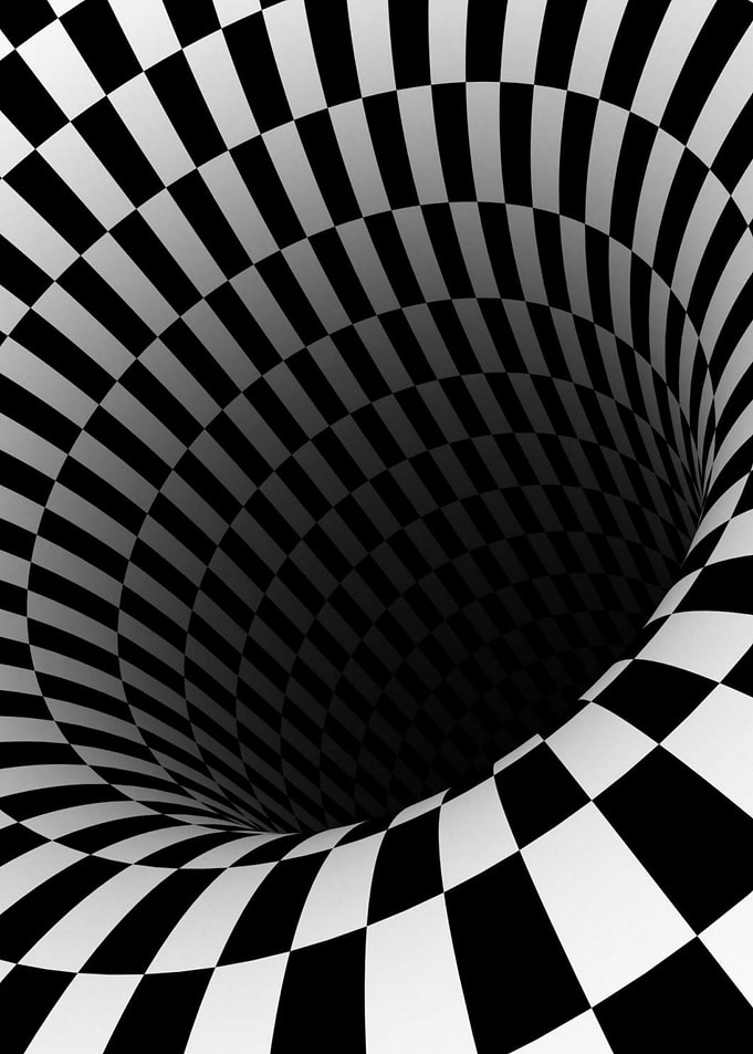 Abstract Checkerboard Tunnel Illusion