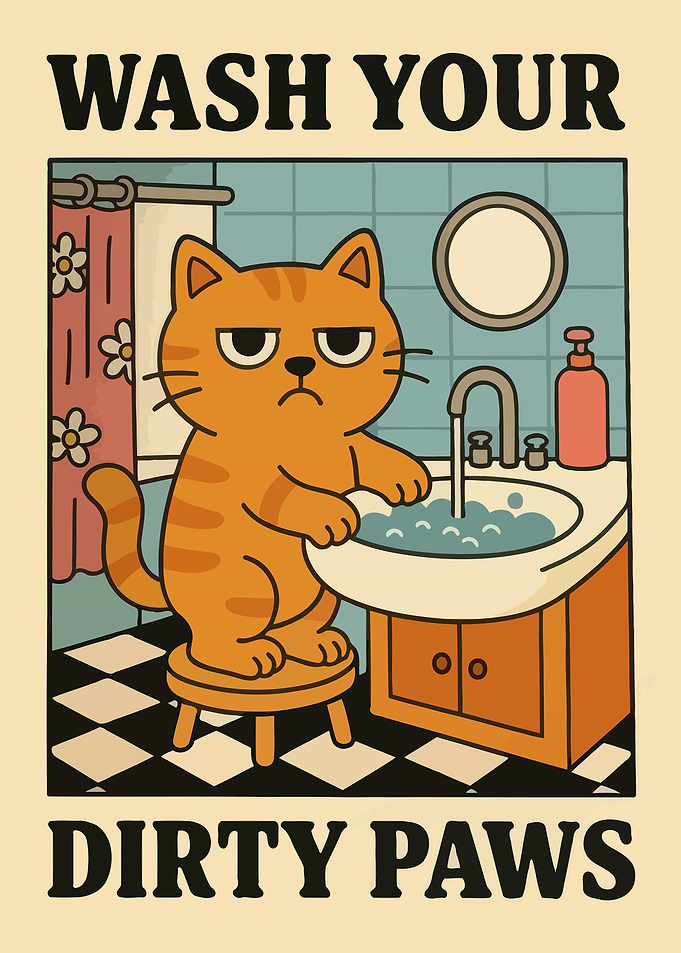 Wash Your Dirty Paws Cat Art
