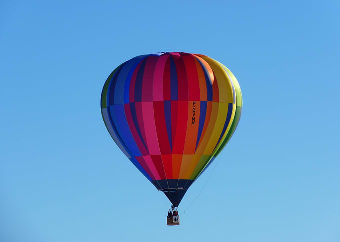 Colorful Hot Air Balloon in Blue Sky