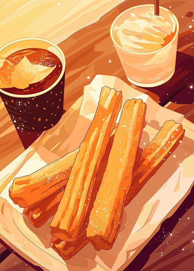 Churros and Drinks Still Life