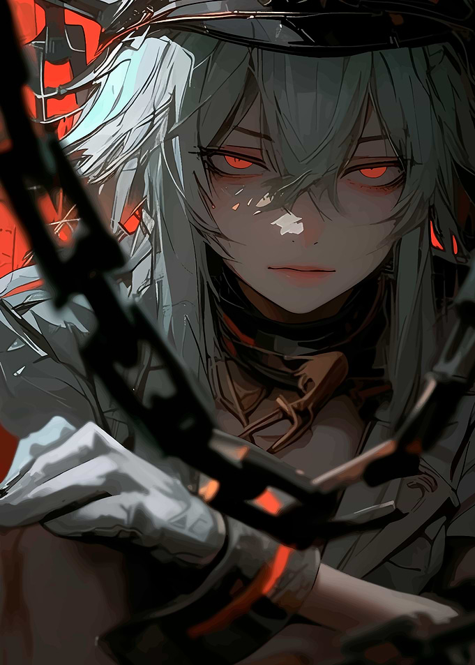 Anime Girl with Red Eyes and Chains