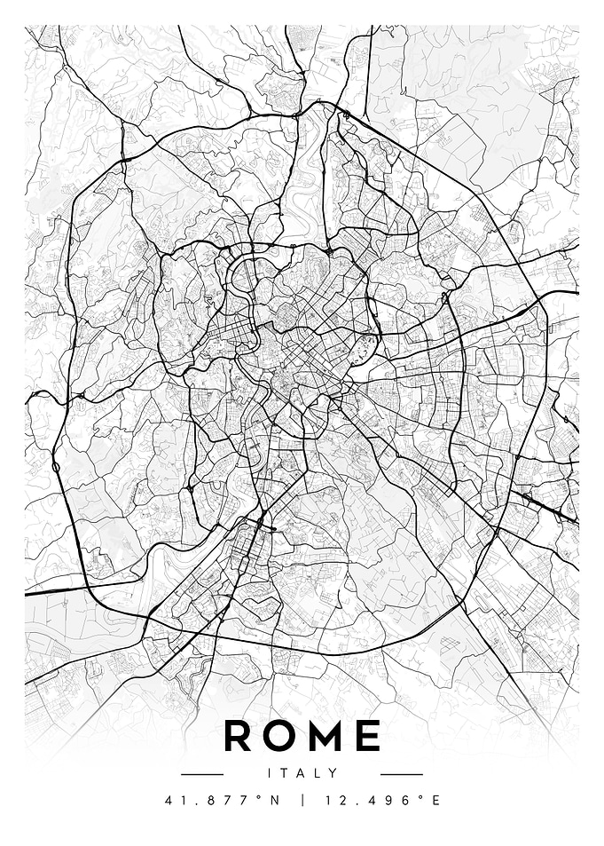 Rome Italy City Map Art Minimalist