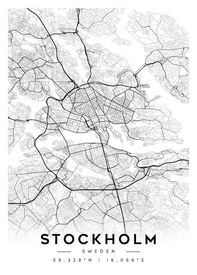 Stockholm, Sweden City Map Minimalist