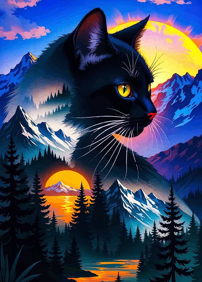 Black Cat Mountain Landscape Art