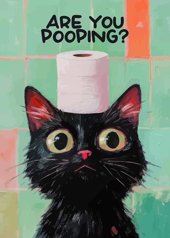 Funny Cat with Toilet Paper Hat