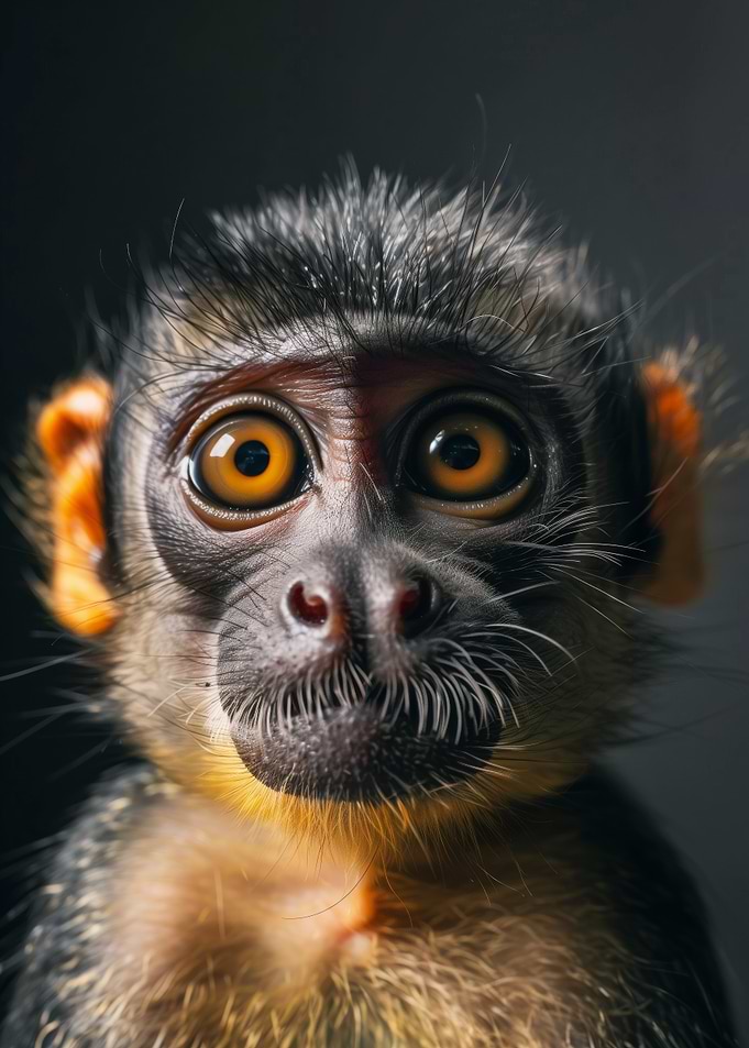 Close-up Portrait of a Young Monkey