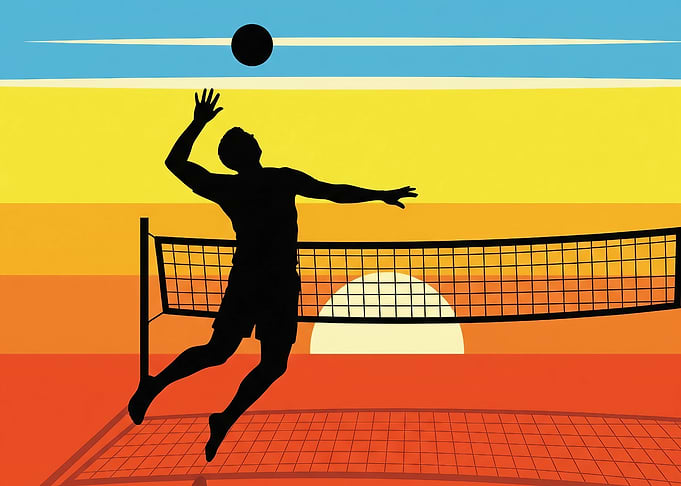Volleyball Player Silhouette at Sunset