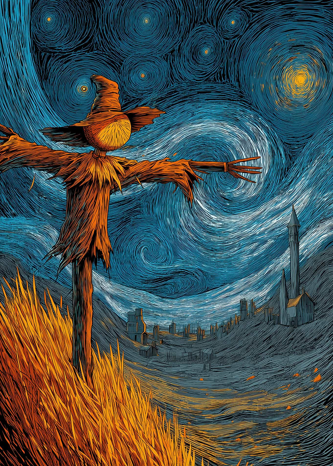 Scarecrow in Starry Night Style