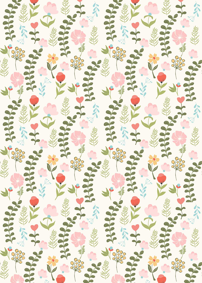 Floral Pattern with Pink and Red Flowers