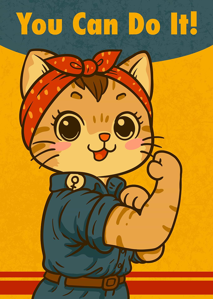 Rosie the Riveter Cat Cartoon