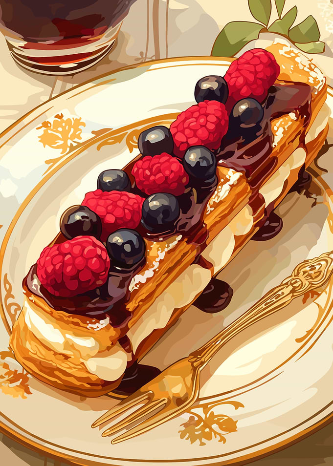Delicious Berry Pastry with Chocolate Drizzle