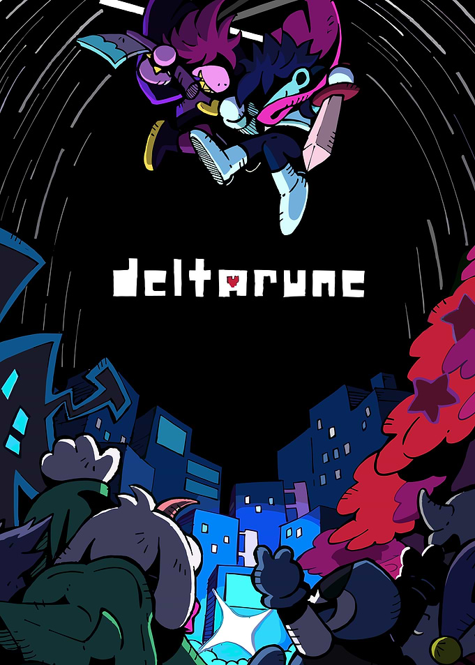 Deltarune characters in a dark world