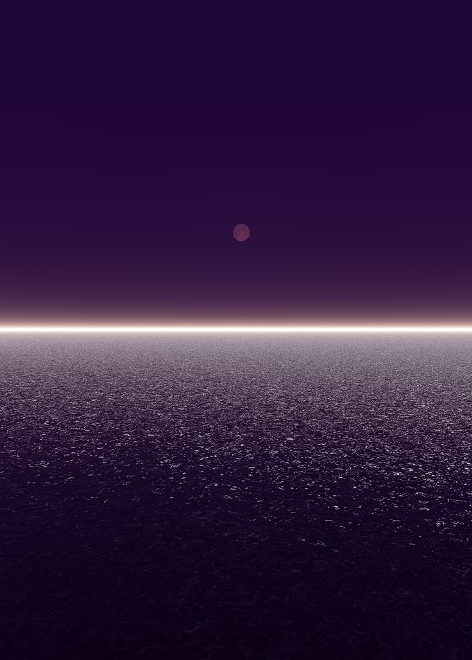 Purple Horizon with Moon and Sea