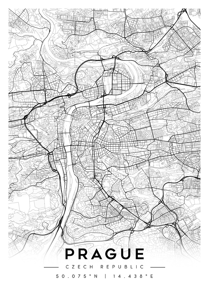 Prague City Map - Czech Republic Minimalist
