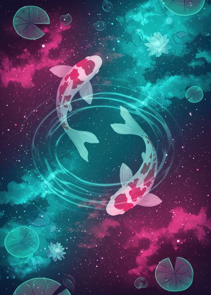 Koi Fish in Cosmic Pond