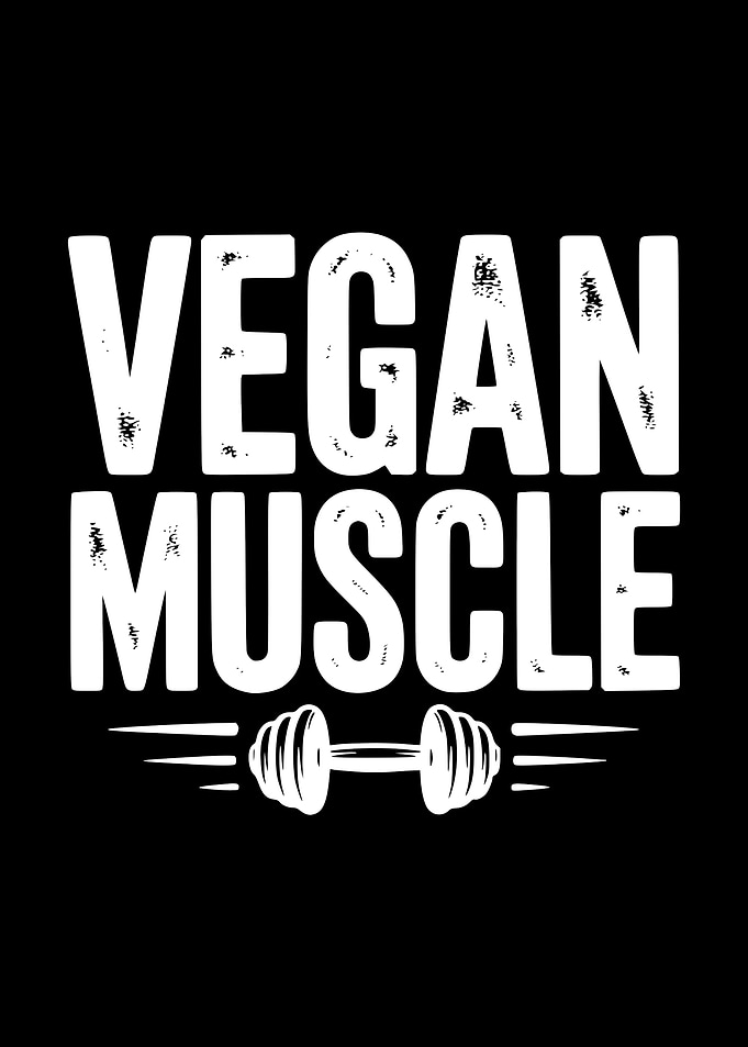 Vegan Muscle Text with Dumbbell Graphic